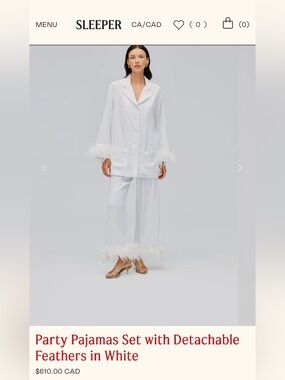 Sleeper White Feather-Trim Button Pajama Set